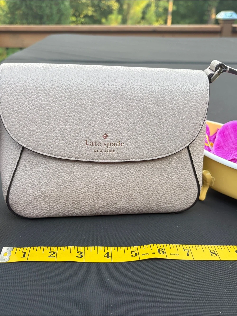 Kate Spade Monica Small Flap  Pebbled Leather Crossbody in Cozy Gray NWT